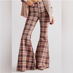 Free People Just Float On Flare Jeans Plaid